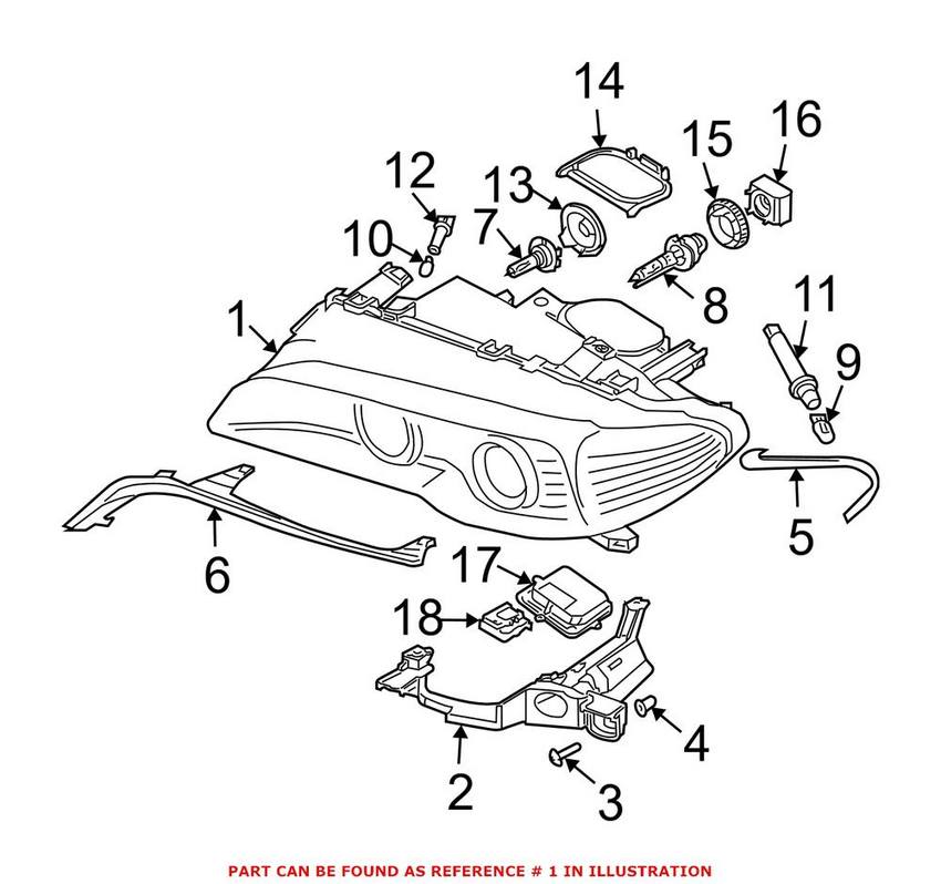 BMW Headlight Assembly - Driver Side (Halogen) (w/ Amber Turnsignal) 63126920605